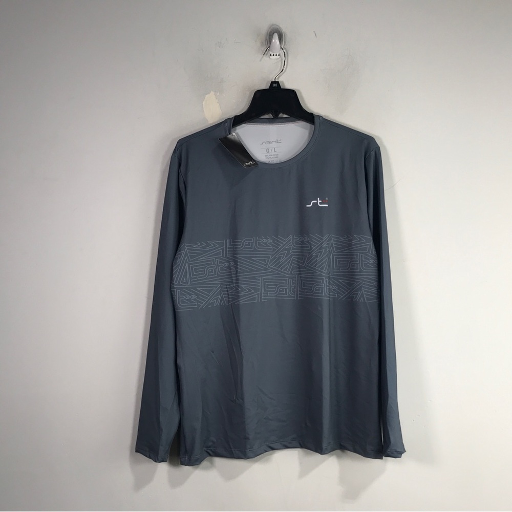 Saint Long Sleeve Crew Neck Shirt, Men's L - Grey